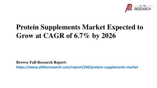 Protein Supplements Market Expected to Grow at CAGR of 6.7% by 2026