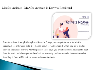 Mcafee Activate - McAfee Activate Is Easy via Retailcard