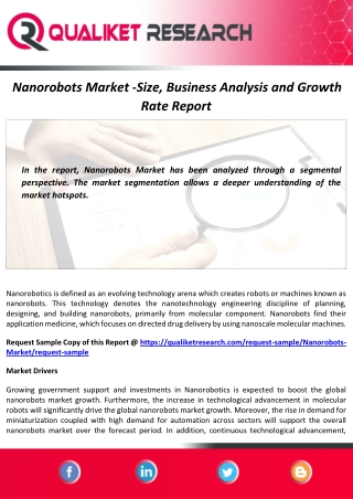 Nanorobots Market Size, Demand, Industry Analysis and Forecast Report to 2027
