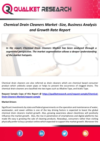 Chemical Drain Cleaners Market Size, Growth and Forecast Report to 2027