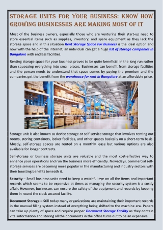 Storage Units For Your Business: Know How Growing Businesses Are Making Most Of It