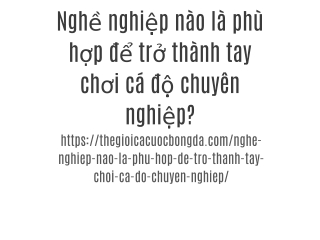 Nghề nghiệp nào là phù hợp để trở thành tay chơi cá độ chuyên nghiệp?