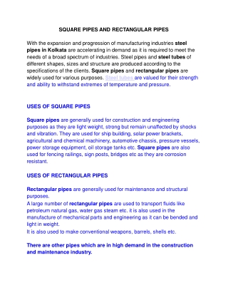 Square Pipes and Rectangular Pipes