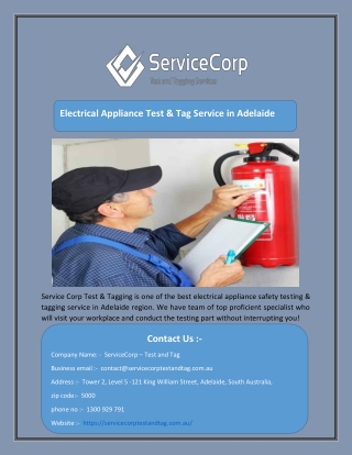 Electrical Appliance Test & Tag Service in Adelaide