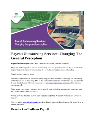 Payroll Outsourcing Services: Changing The General Perception