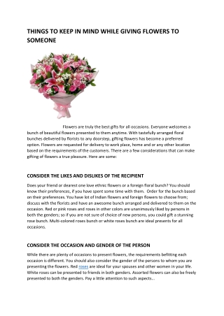 THINGS TO KEEP IN MIND WHILE GIVING FLOWERS TO SOMEONE