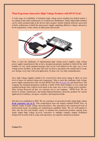 What Experience Innovative High Voltage Products with HVM Tech?