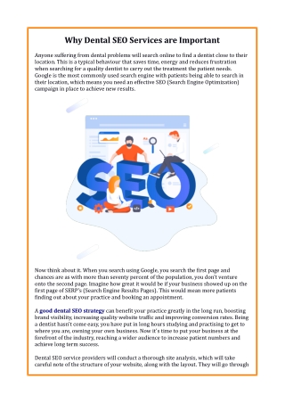 Why Dental SEO Services are Important