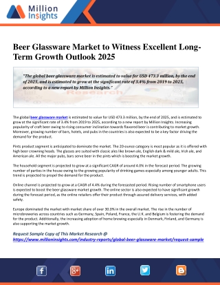 Beer Glassware Market to Witness Excellent Long-Term Growth Outlook 2025