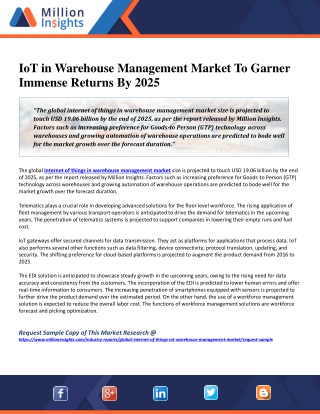 IoT in Warehouse Management Market To Garner Immense Returns By 2025