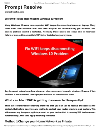 Solve WiFi keeps disconnecting Windows 10 Problem