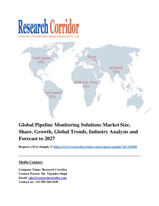 Global Pipeline Monitoring Solutions Market Size, Share, Growth, Global Trends, Industry Analysis and Forecast to 2027