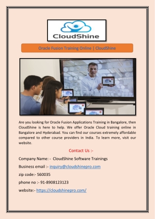 Oracle Fusion Training Online | CloudShine