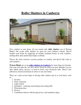 Roller Shutters Canberra