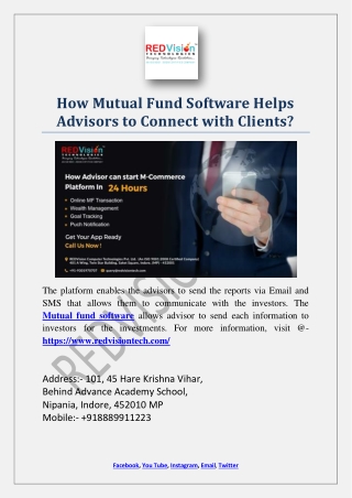 How Mutual Fund Software Helps Advisors to Connect with Clients?