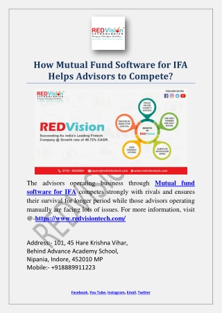 How Mutual Fund Software for IFA Helps Advisors to Compete?