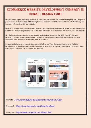 Ecommerce Website Development Company in Dubai | Design Fort