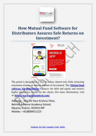 How Mutual Fund Software for Distributors Assures Safe Returns on Investment?