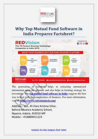 Why Top Mutual Fund Software in India Prepares Factsheet?