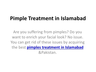 Pimple treatment in islamabad