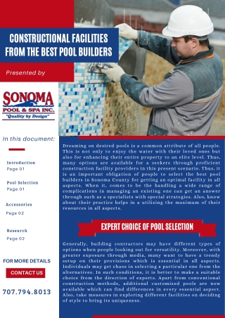 Constructional Facilities From The Best Pool Builders