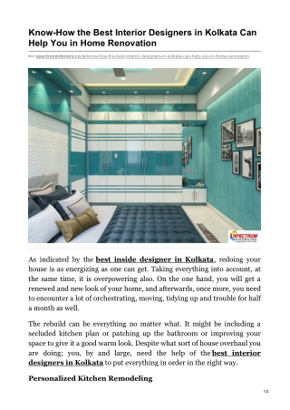 Know-How the Best Interior Designers in Kolkata Can Help You in Home Renovation