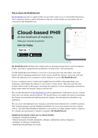 Why to choose My Health Record?