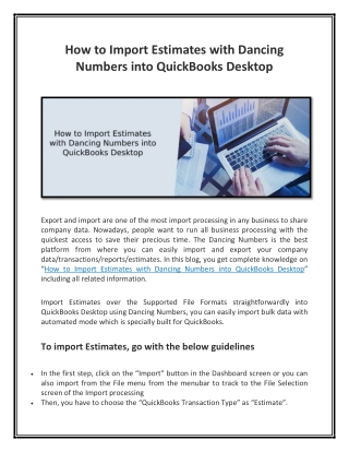 How to Import Estimates with Dancing Numbers into QuickBooks Desktop