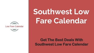 Southwest Low Fare Calendar