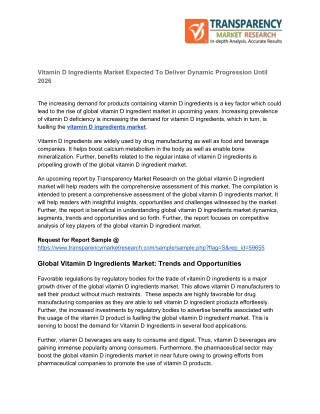 Vitamin D Ingredients Market Segmentation By Qualitative And Quantitative Research