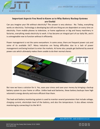 Important Aspects You Need to Know as to Why Battery Backup Systems are Useful