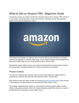 What to Sell on Amazon FBA : Beginners Guide