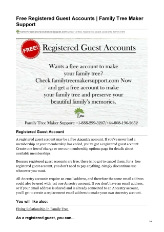 Free Registered Guest Accounts | Family Tree Maker Support