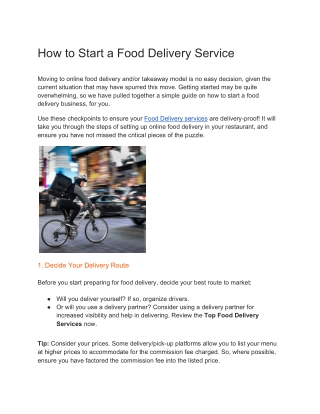 How to Start a Food Delivery Service