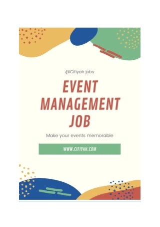A CAREER IN EVENT MANAGEMENT JOB