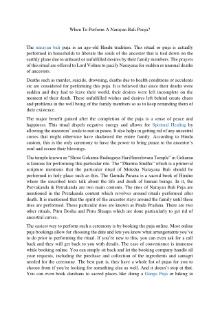 When To Perform A Narayan Bali Pooja?