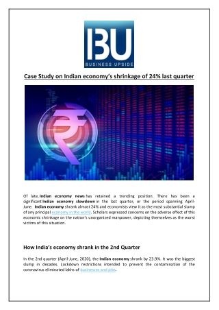 Case Study on Indian economy’s shrinkage of 24% last quarter