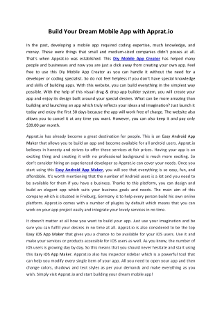 Build Your Dream Mobile App with Apprat.io