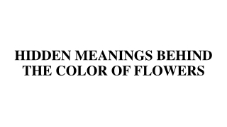 HIDDEN MEANINGS BEHIND THE COLOR OF FLOWERS