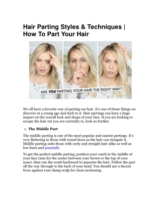 Hair Parting Styles & Techniques | How To Part Your Hair