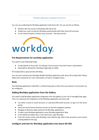 Workday application integration with Azure