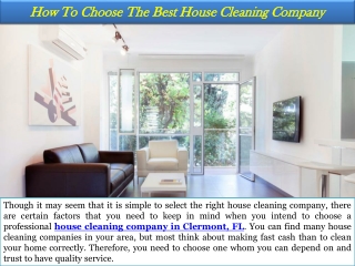 How To Choose The Best House Cleaning Company