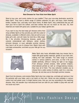 Best Dresses for Your Kids from Bebe Spirit