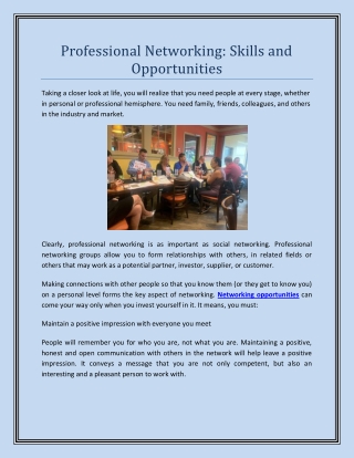 Professional Networking: Skills and Opportunities