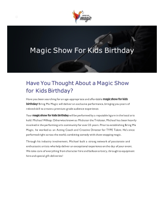 Magic Show for Kids Birthday