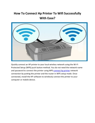 How To Connect Hp Printer To Wifi Successfully With Ease