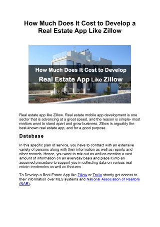 How Much Does It Cost to Develop a Real Estate App Like Zillow