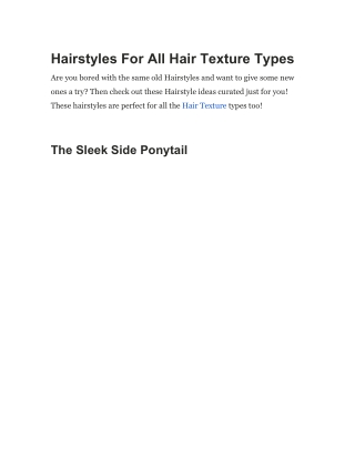 Hairstyles For All Hair Texture Types