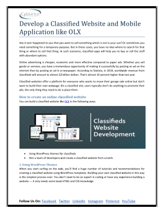 Develop a Classified Website and Mobile Application like OLX