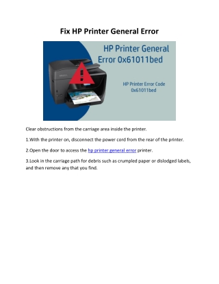 Fix HP Printer General Error 0x61011bed